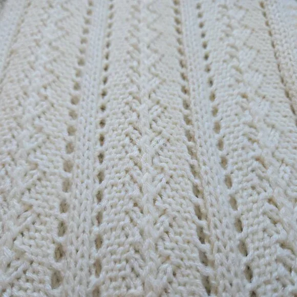 Vintage Pointelle Scarf *Possibly Cashmere* Ivory Fownes Brothers - Picture 6 of 10